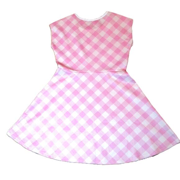 Mattel Girl's Barbie Dress Pink and White Plaid Sleeveless Appliqued B Size XL - Picture 2 of 4